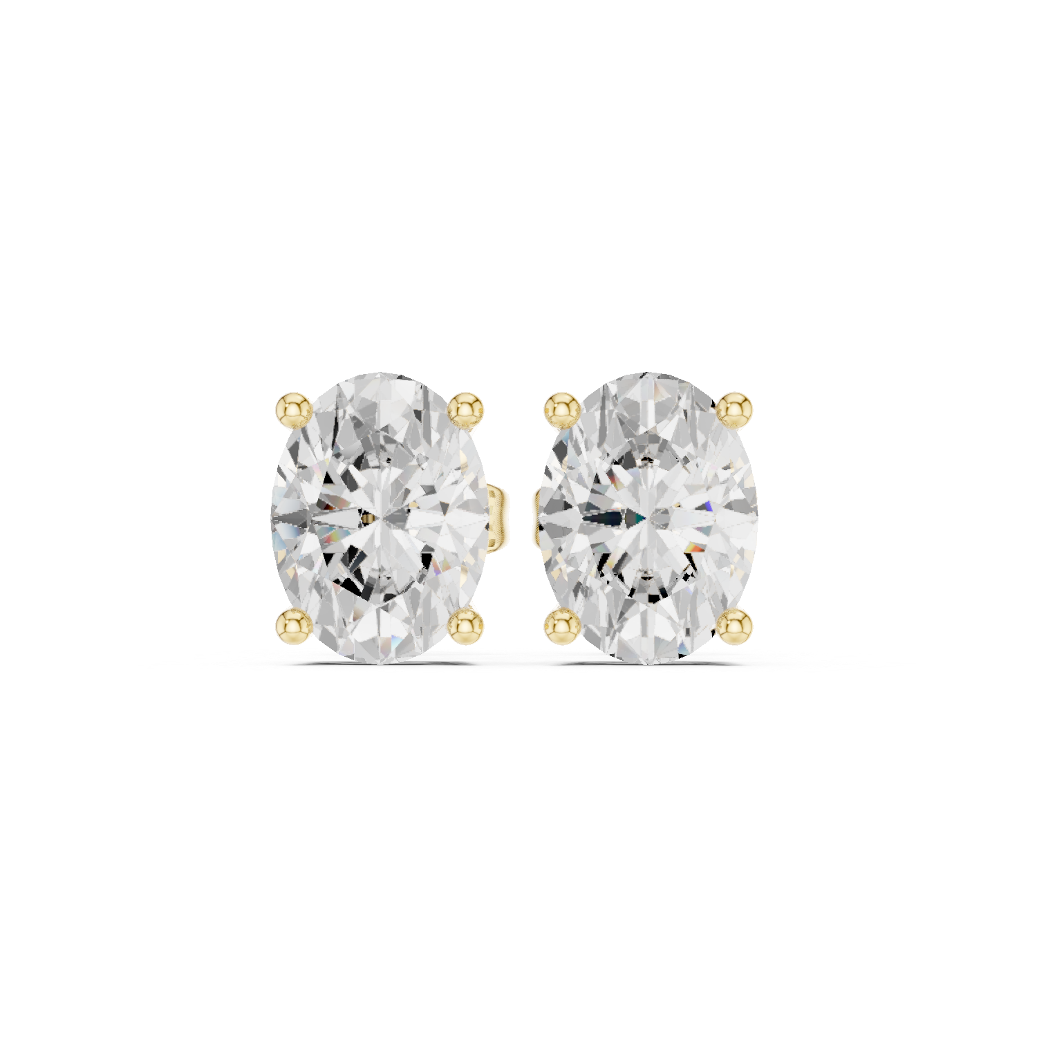 Oval Diamond with Double Gallery Basket Stud