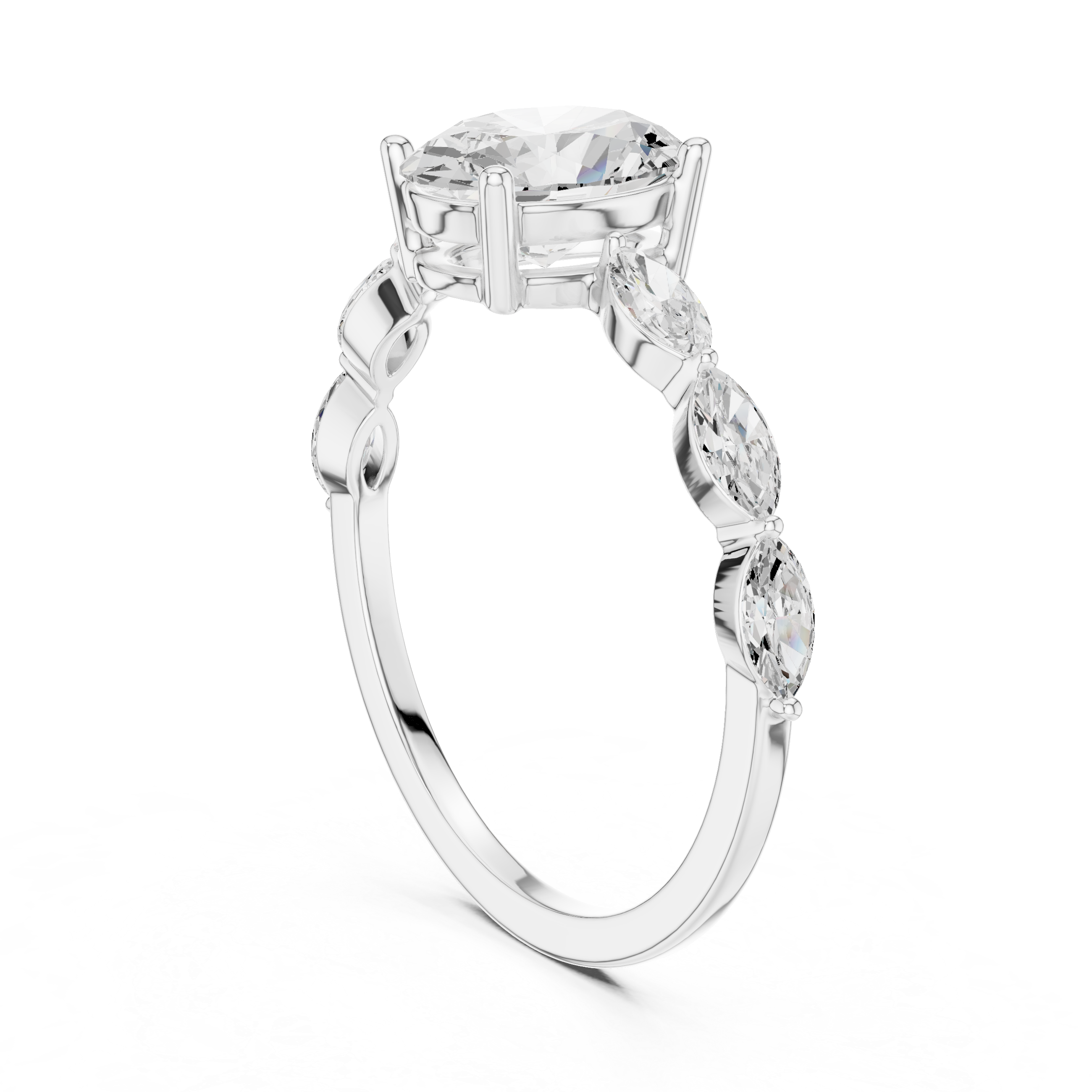 Oval Diamond With Marquise Accent Promise Ring