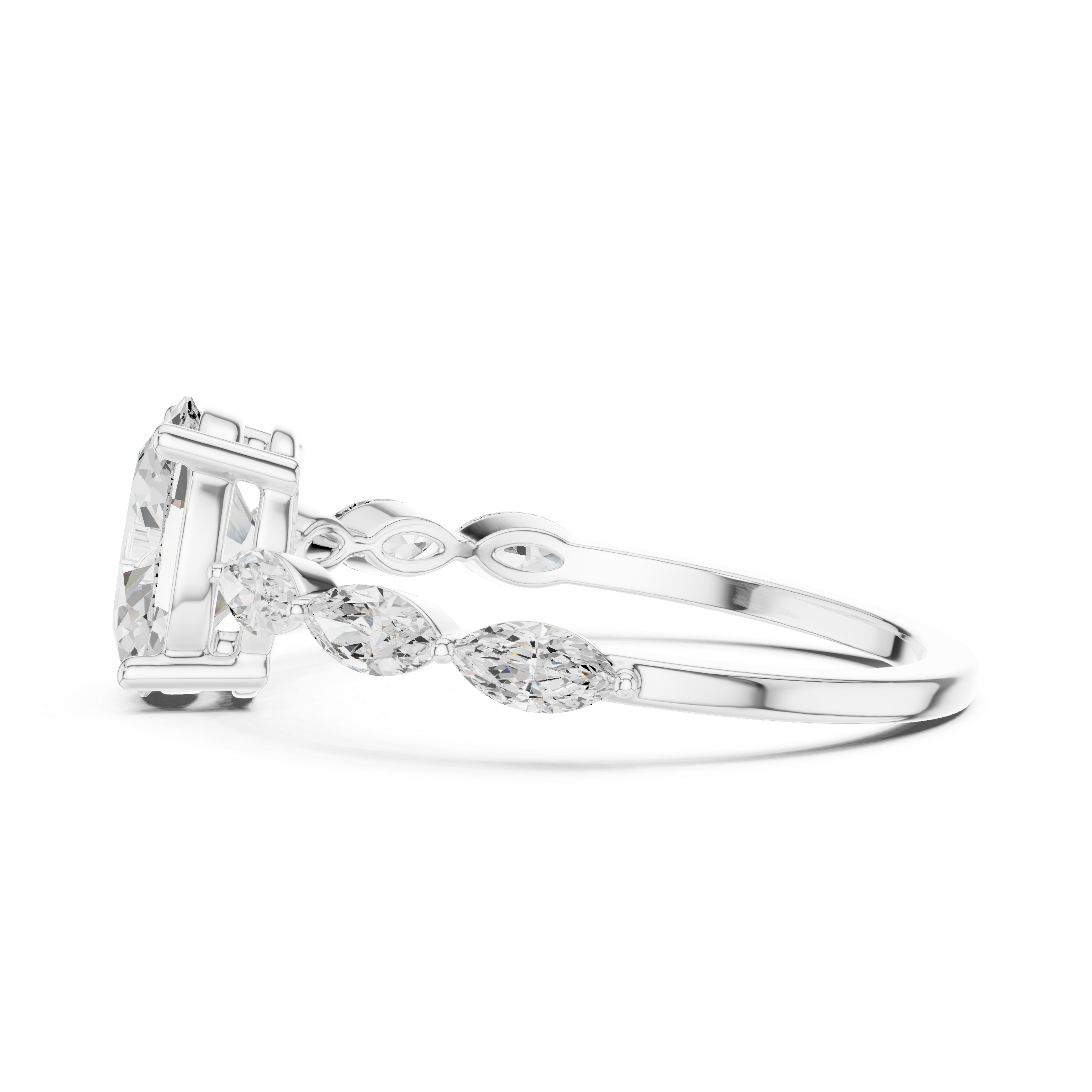 Oval Diamond With Marquise Accent Promise Ring