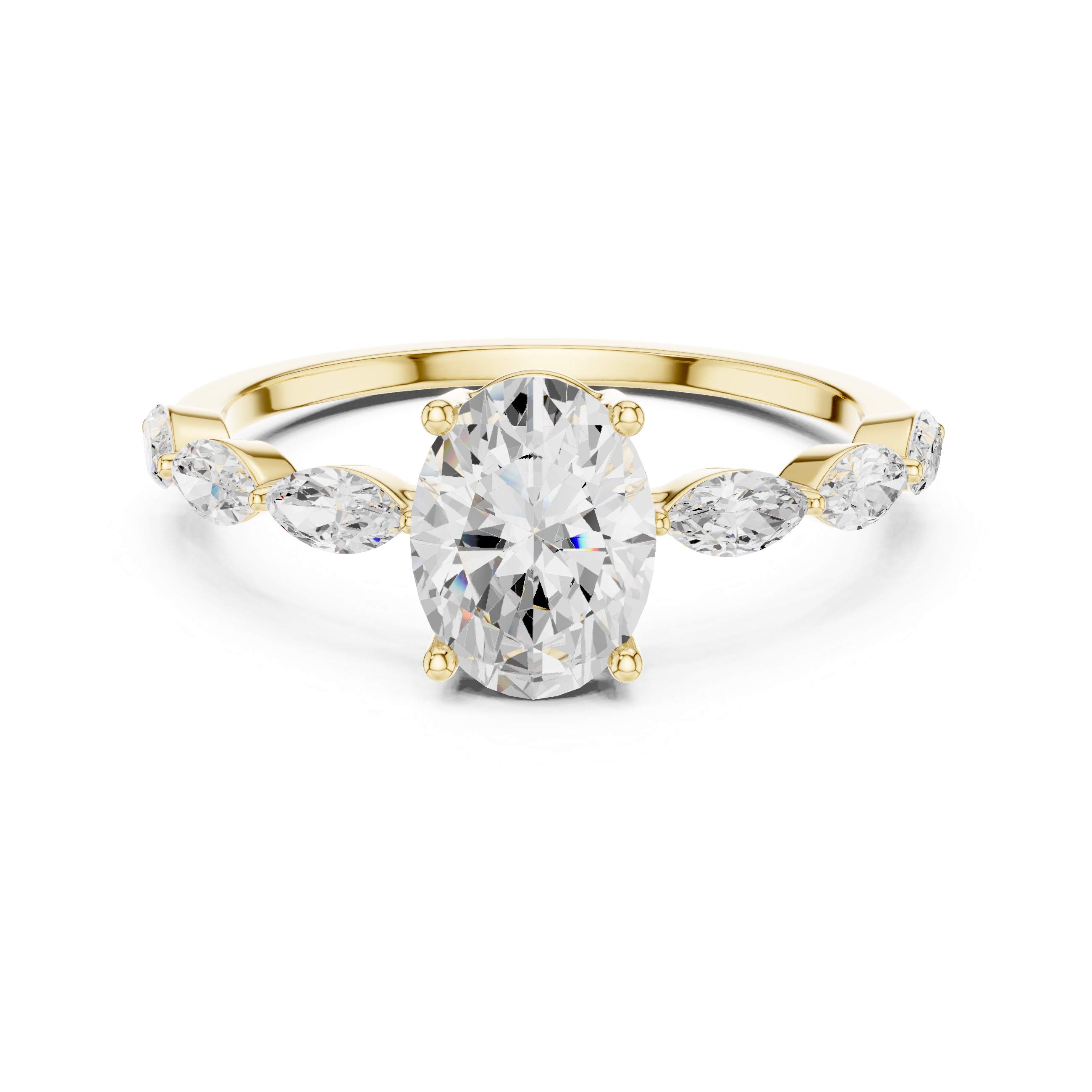 Oval Diamond With Marquise Accent Promise Ring