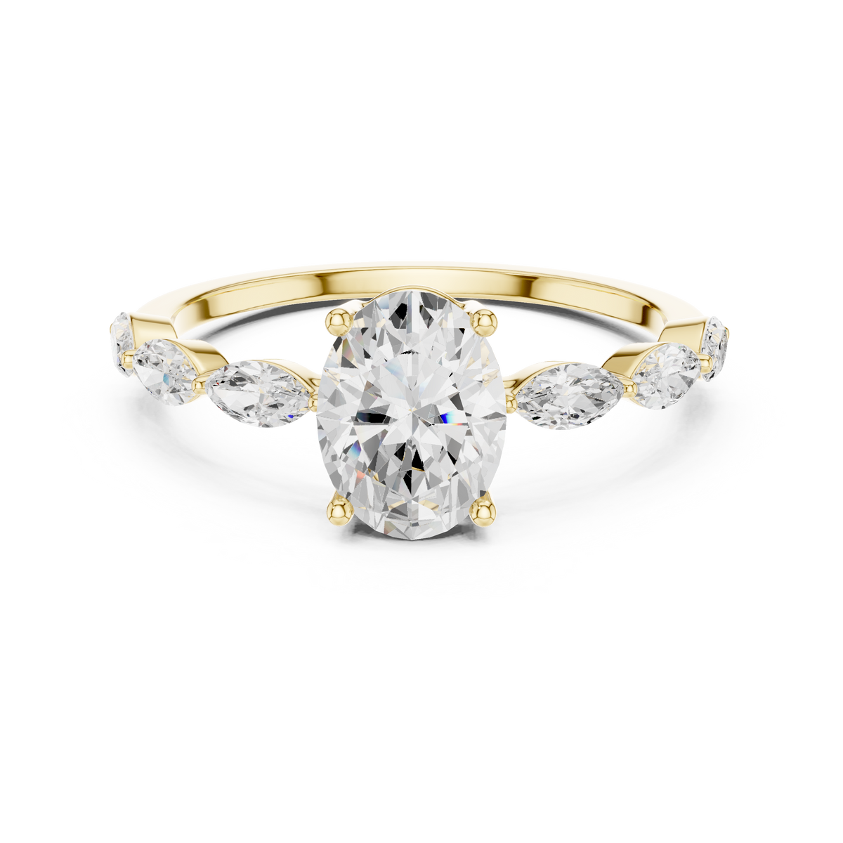 Oval Diamond With Marquise Accent Promise Ring