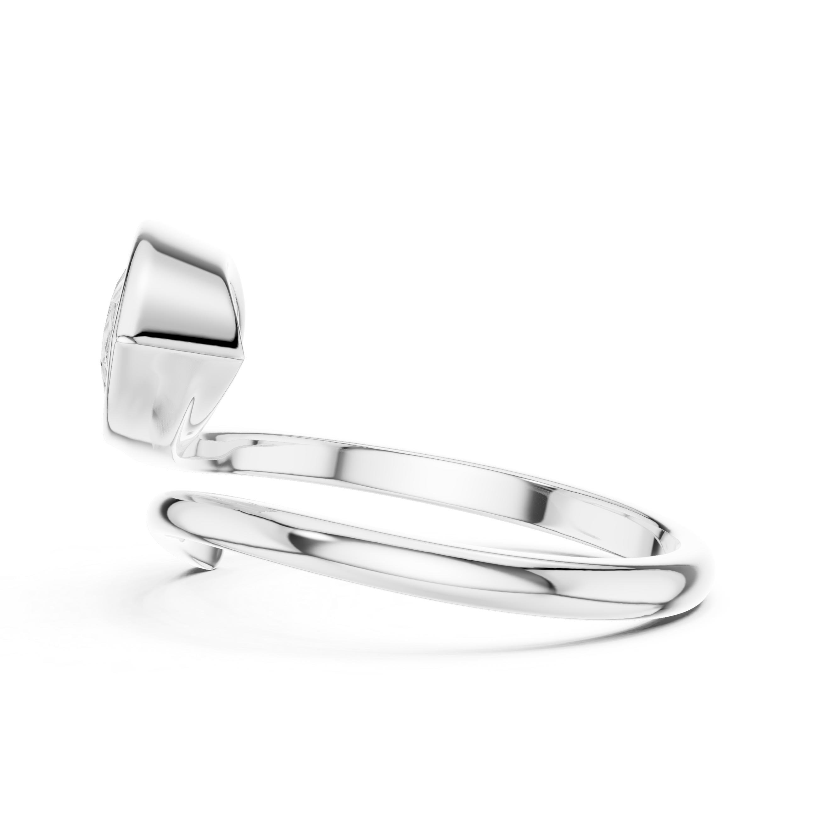 Pear Cut Diamond Bezel Set Bypass Ring