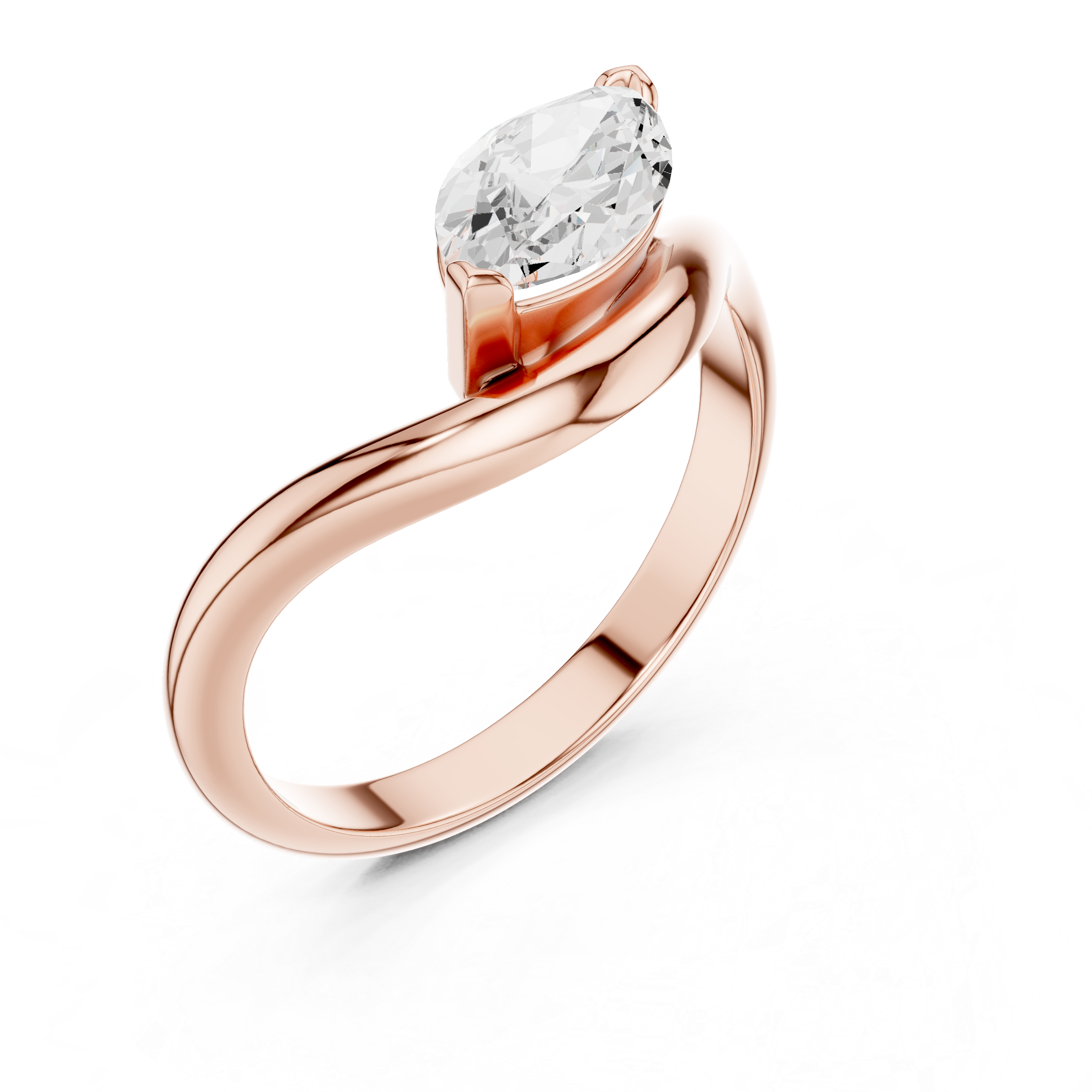 Marquise Cut Diamond East-West Curved Ring
