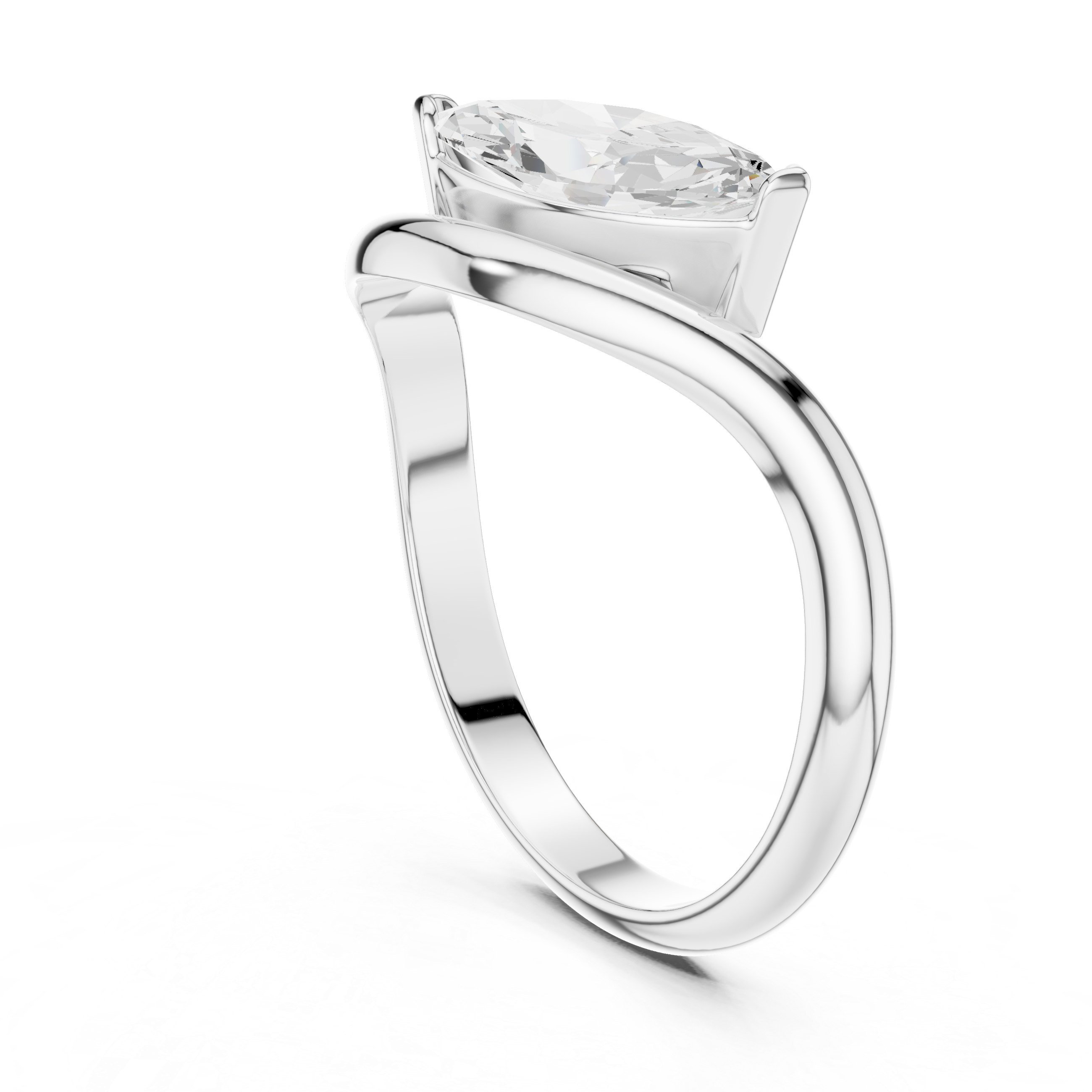 Marquise Cut Diamond East-West Curved Ring