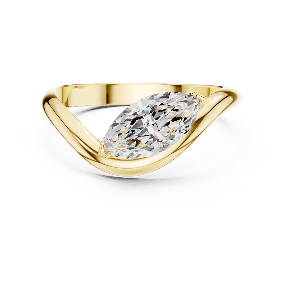 Marquise Cut Diamond East-West Curved Ring