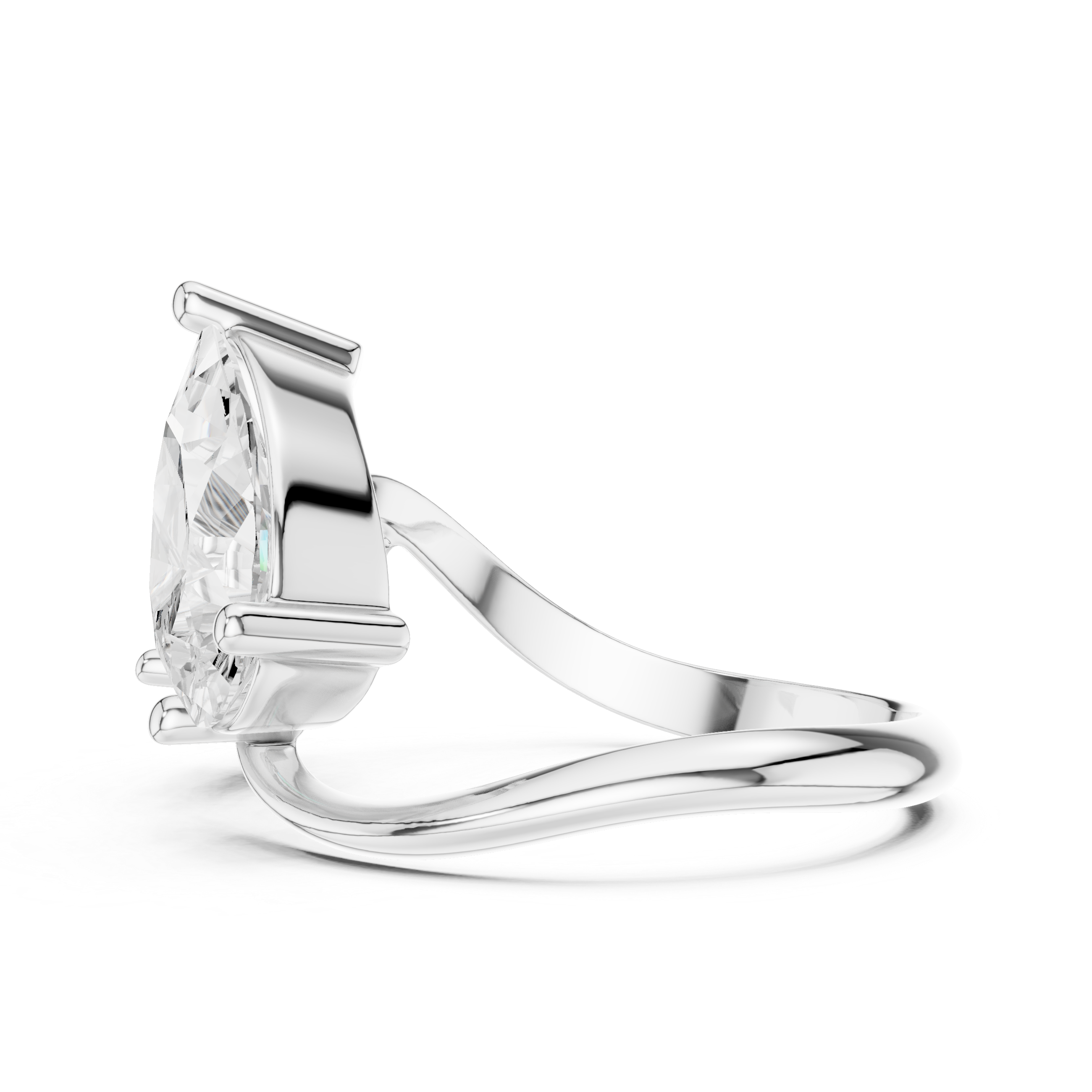 Toi et Moi Pear and Round Brilliant Cut Diamond Bypass Ring