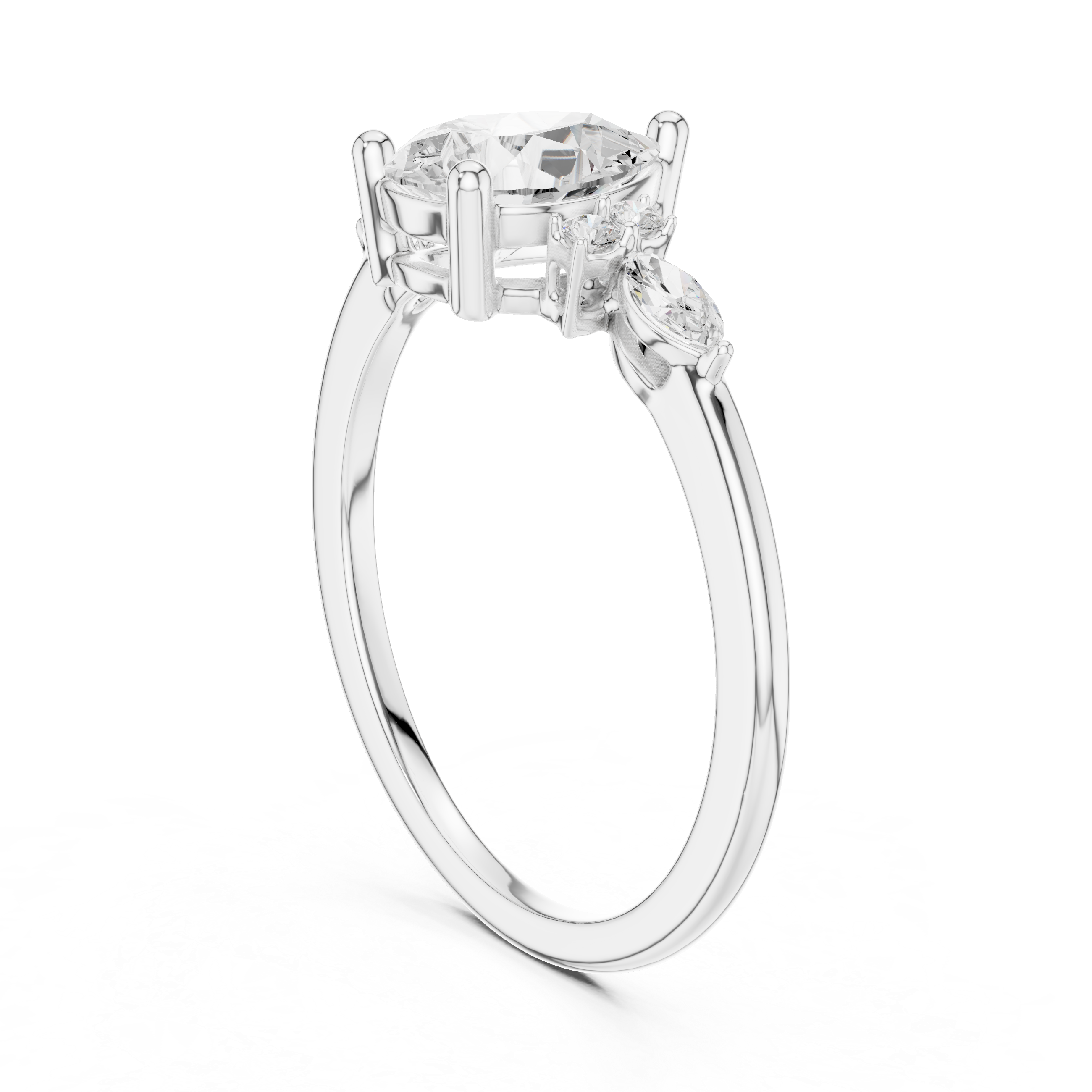 Elegant Pear and Marquise Cut Diamond Cluster Ring