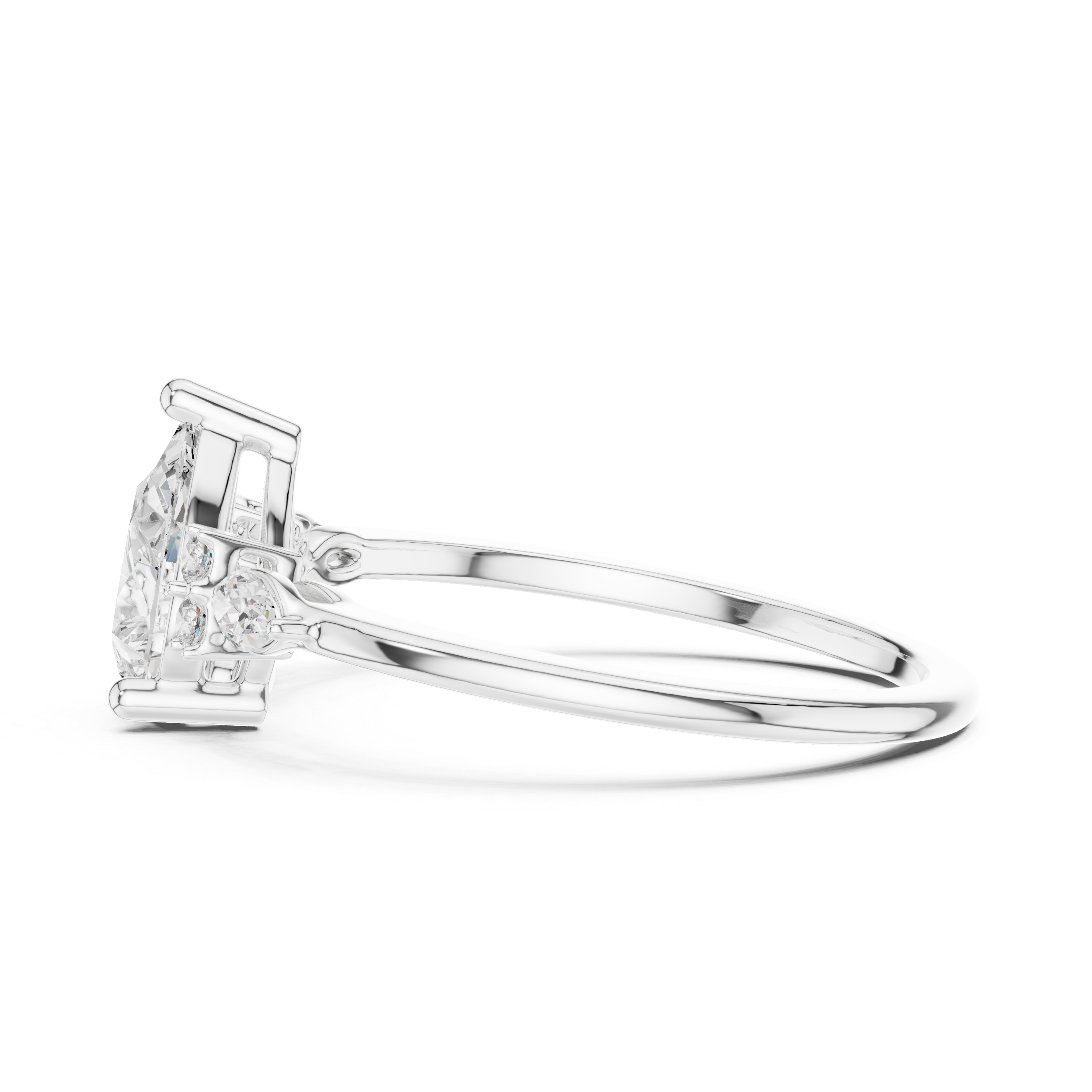Elegant Pear and Marquise Cut Diamond Cluster Ring