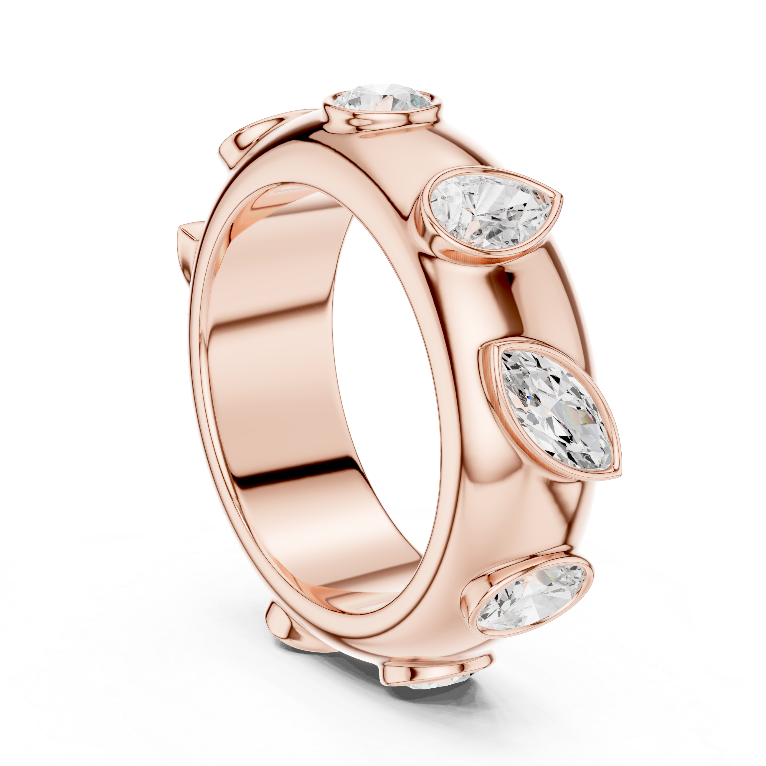 Multi-Shape Diamond Bezel Set Eternity Band