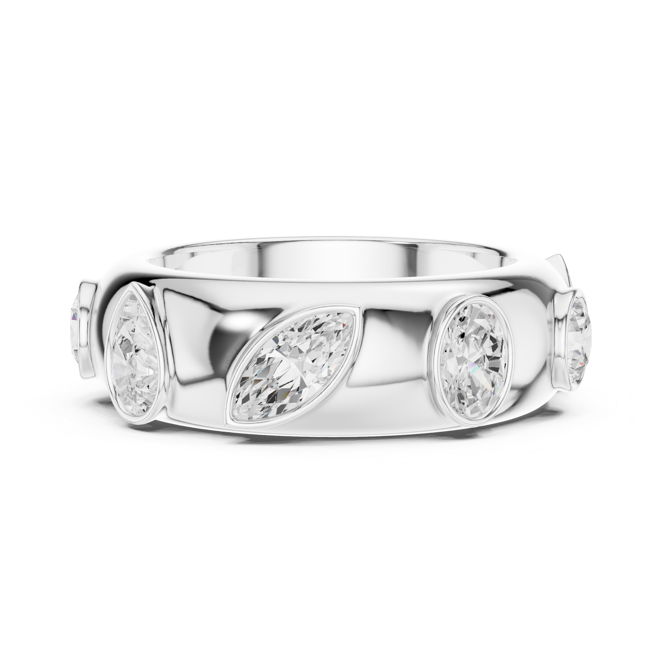 Multi-Shape Diamond Bezel Set Eternity Band