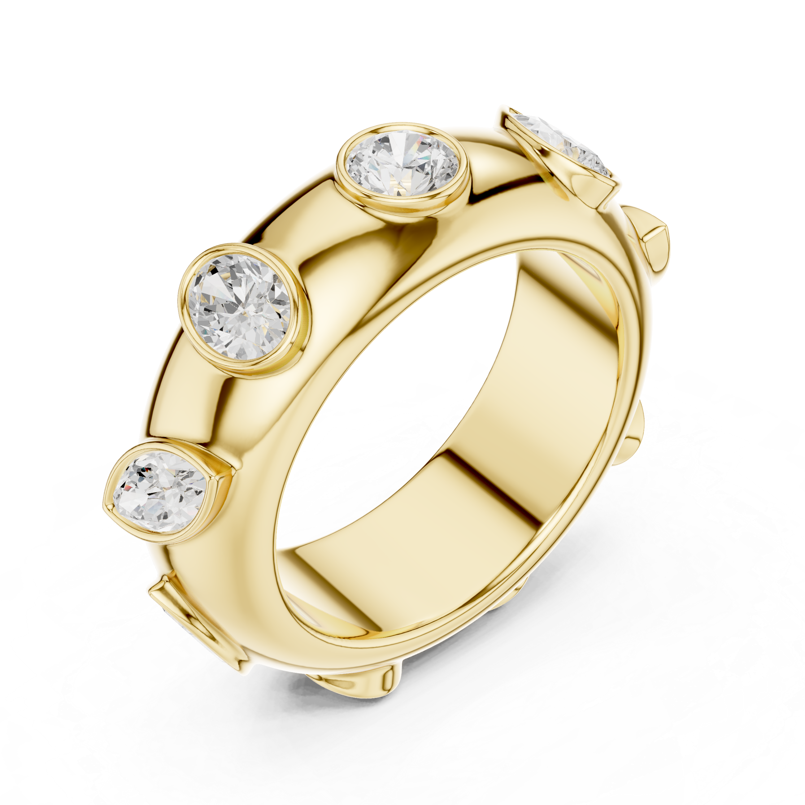 Multi-Shape Diamond Bezel Set Eternity Band