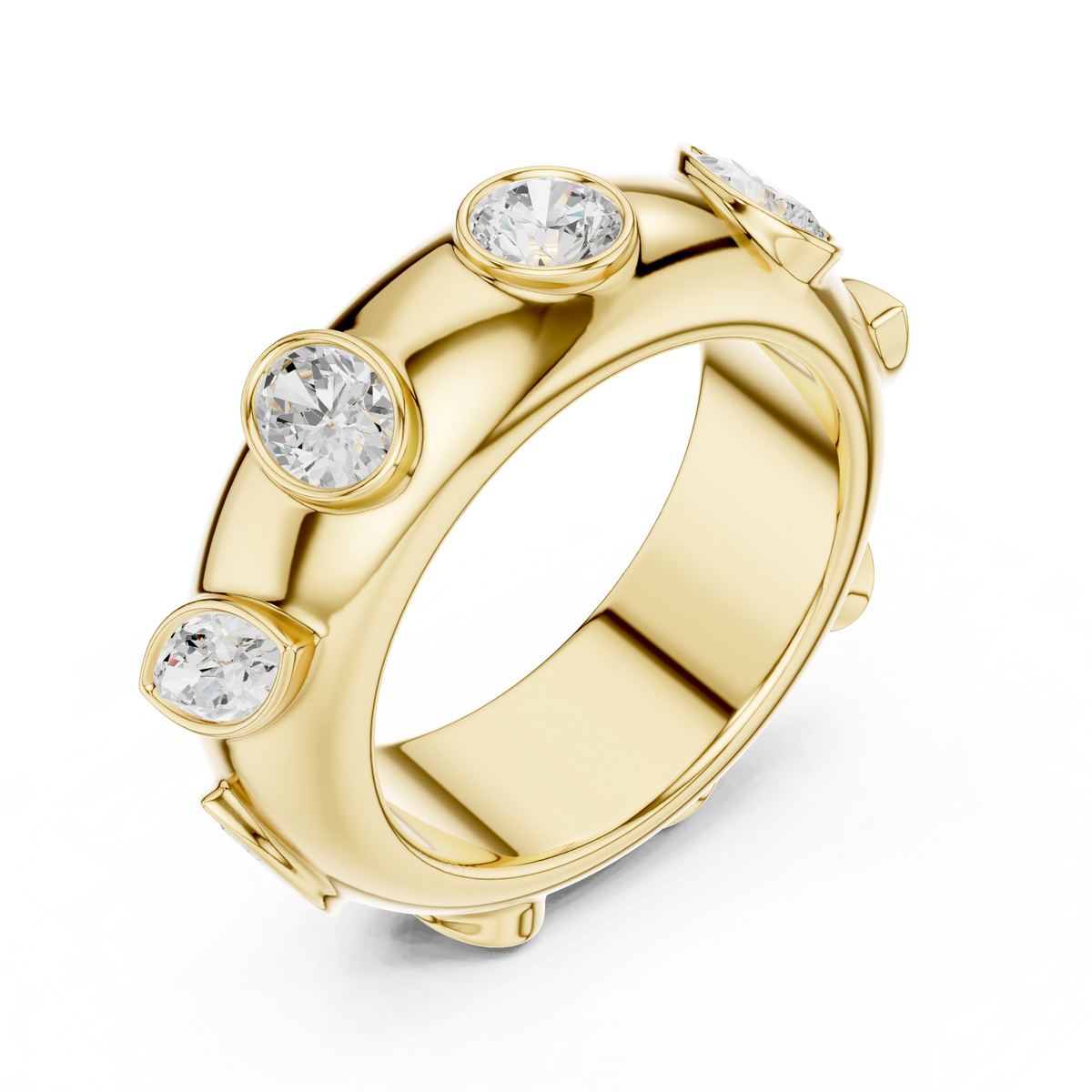 Multi-Shape Diamond Bezel Set Eternity Band