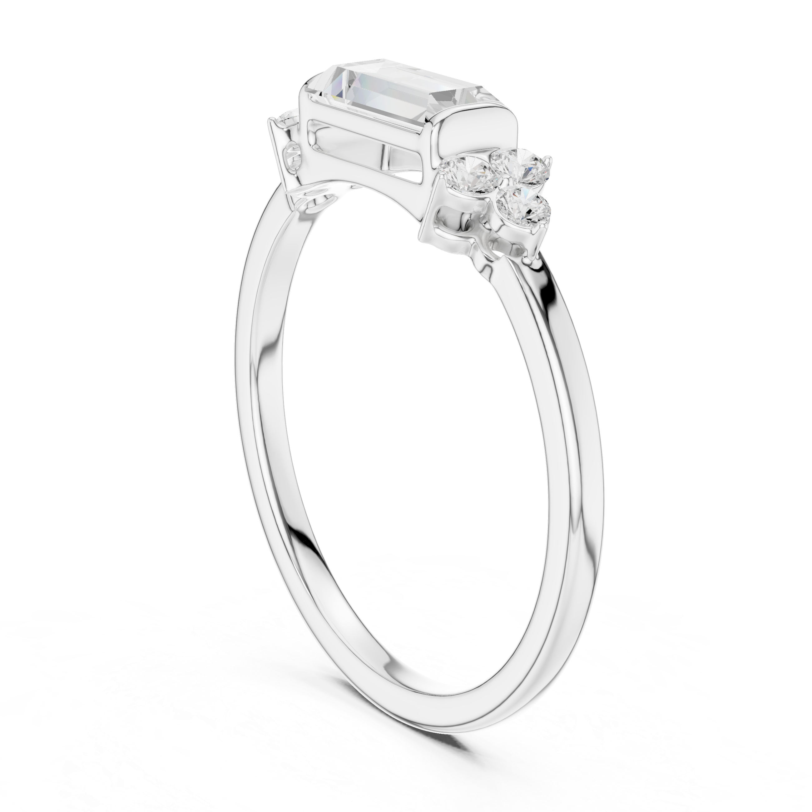 East-West Baguette And Round Cut Diamond Statement Ring
