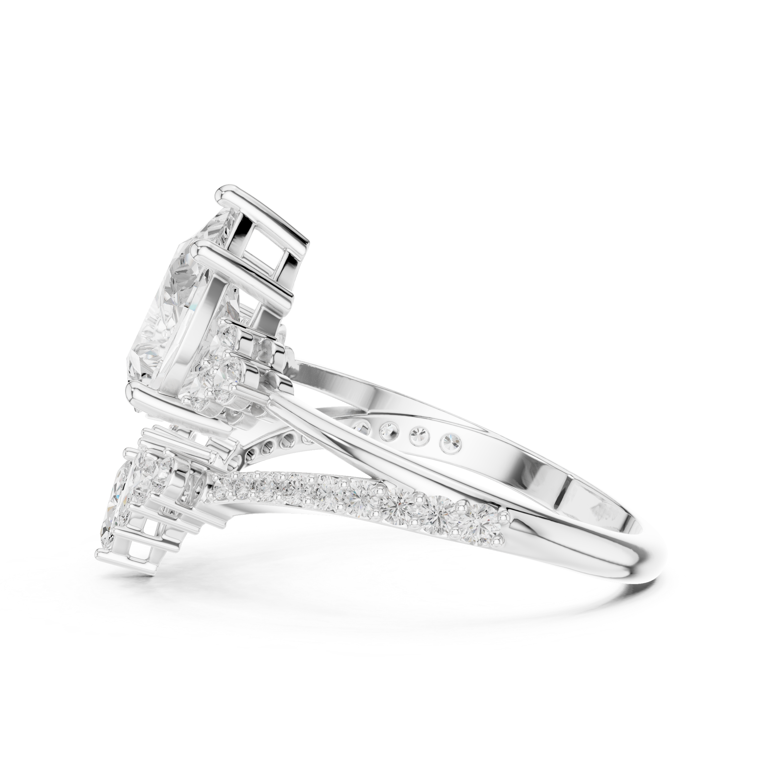 Pear Diamond With Marquise Floating Cluster Ring