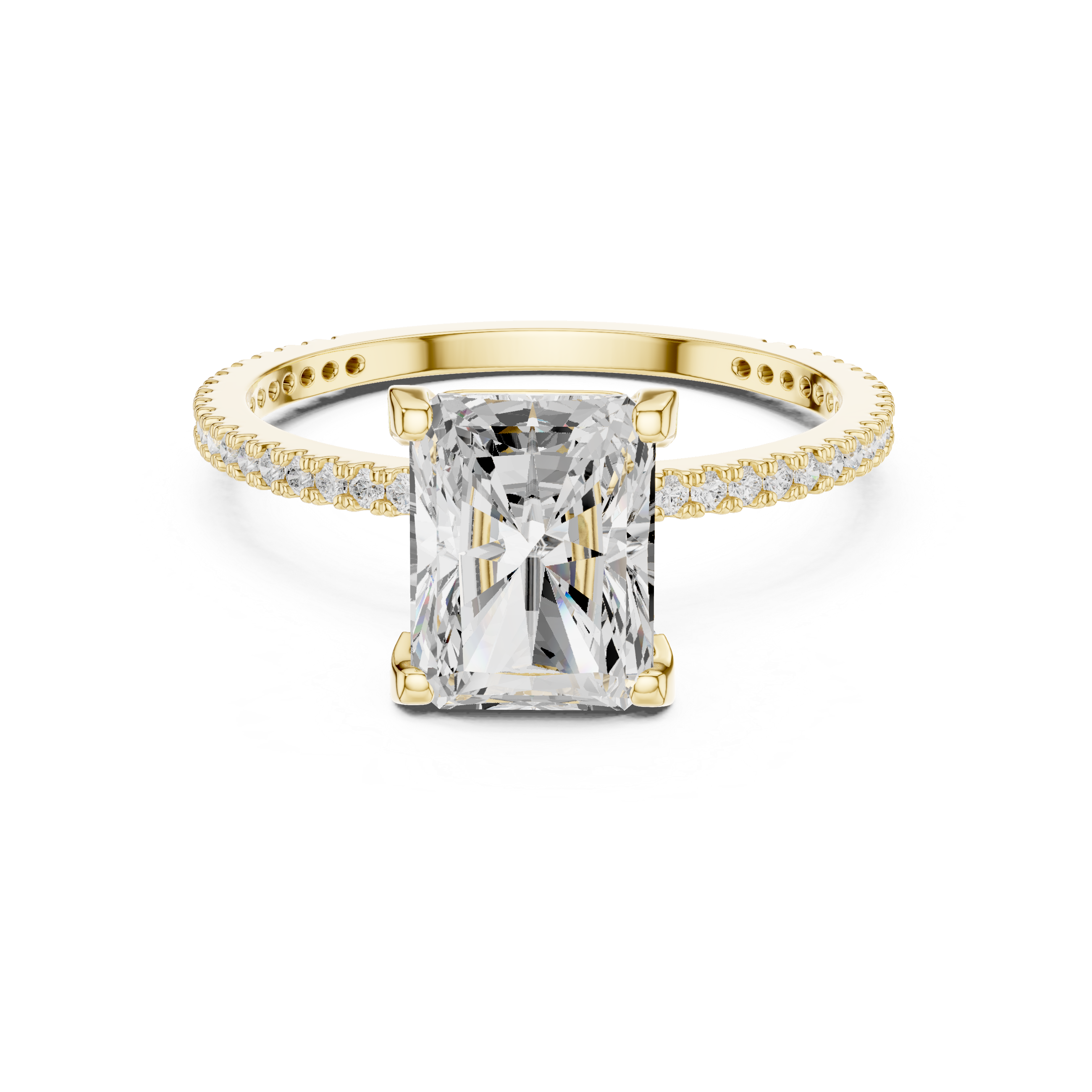 Radiant Cut Diamond Hidden Halo with Pave Ring
