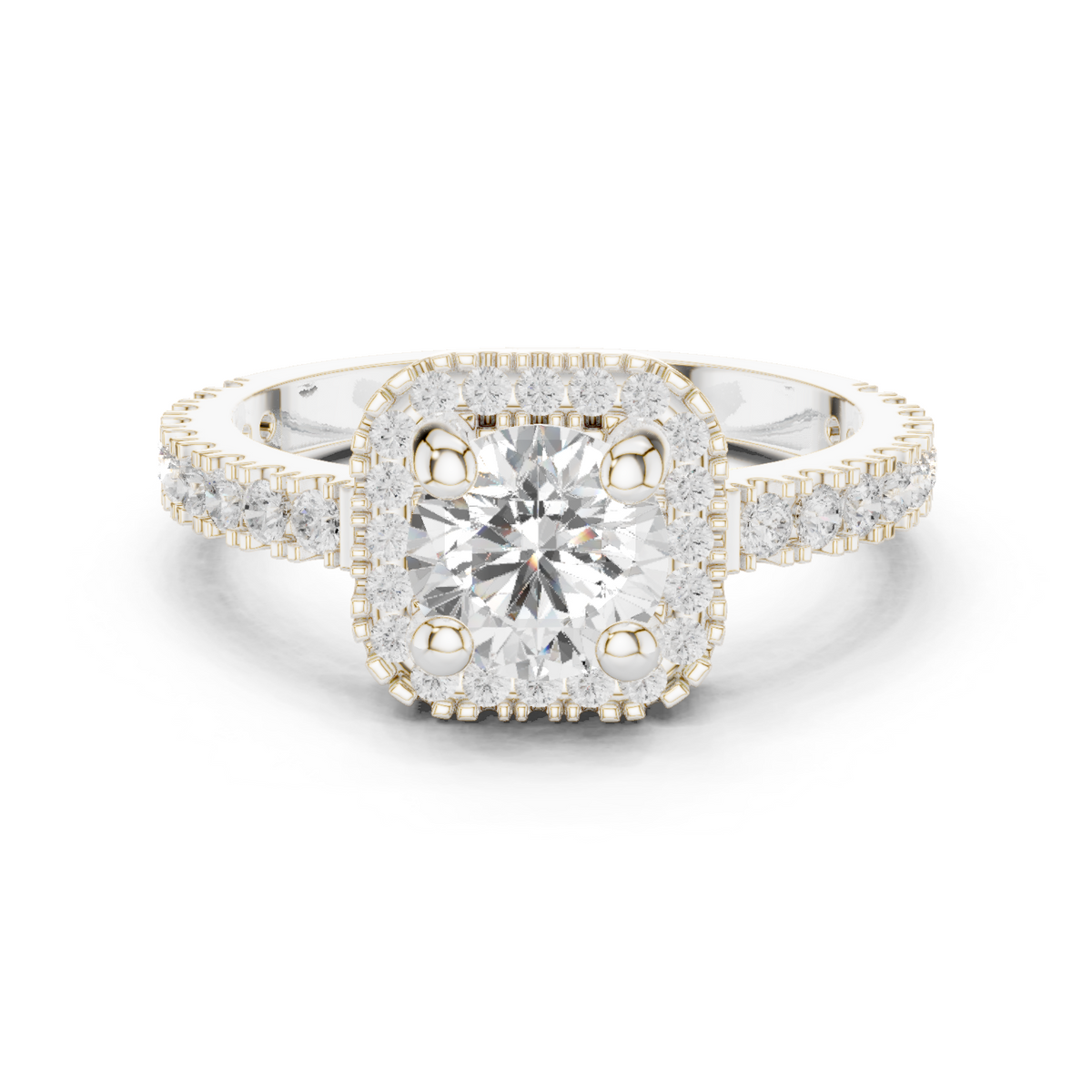 Round Diamond Pave Halo Engagement Ring