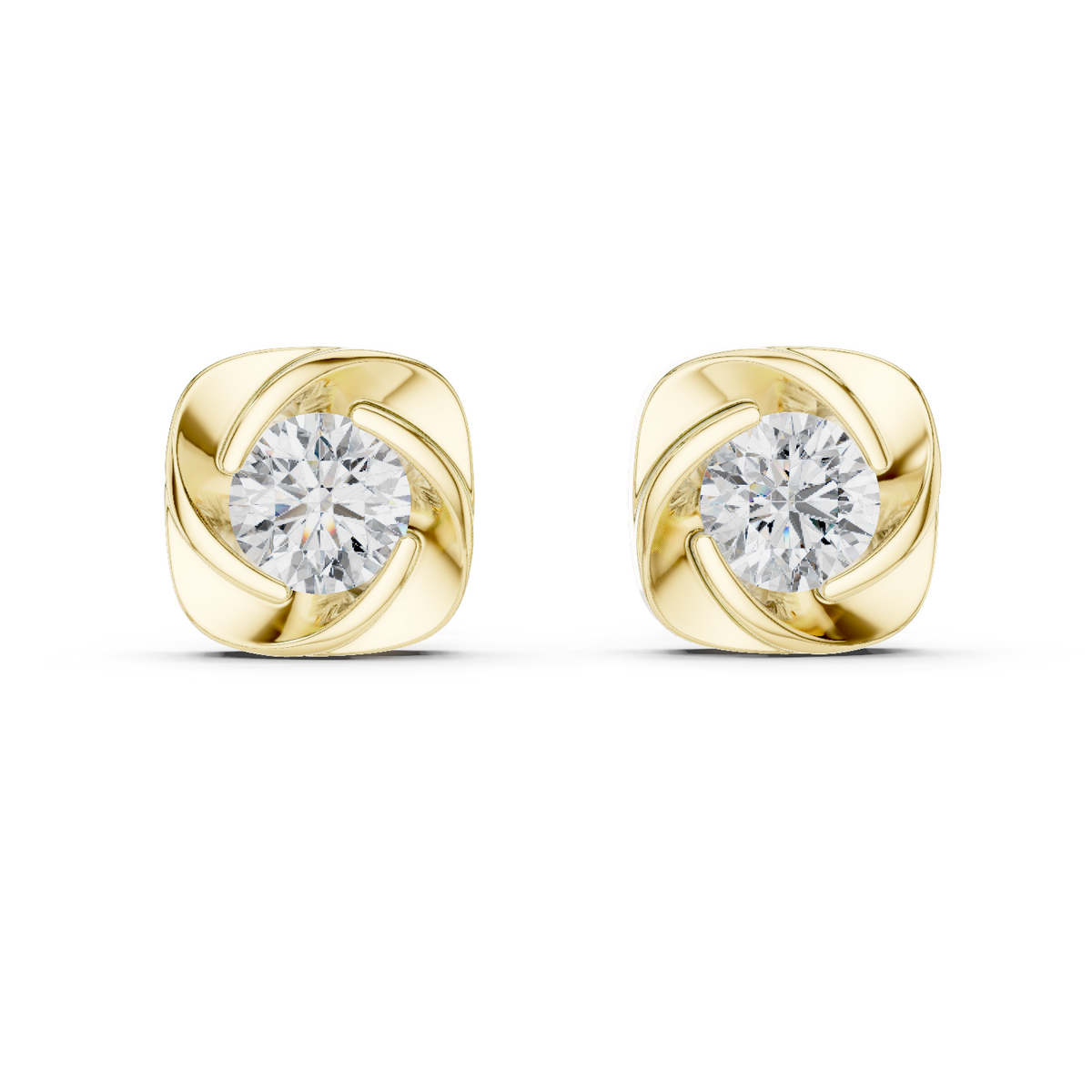 Round Brilliant Cut Diamond Bezel Stud Earrings