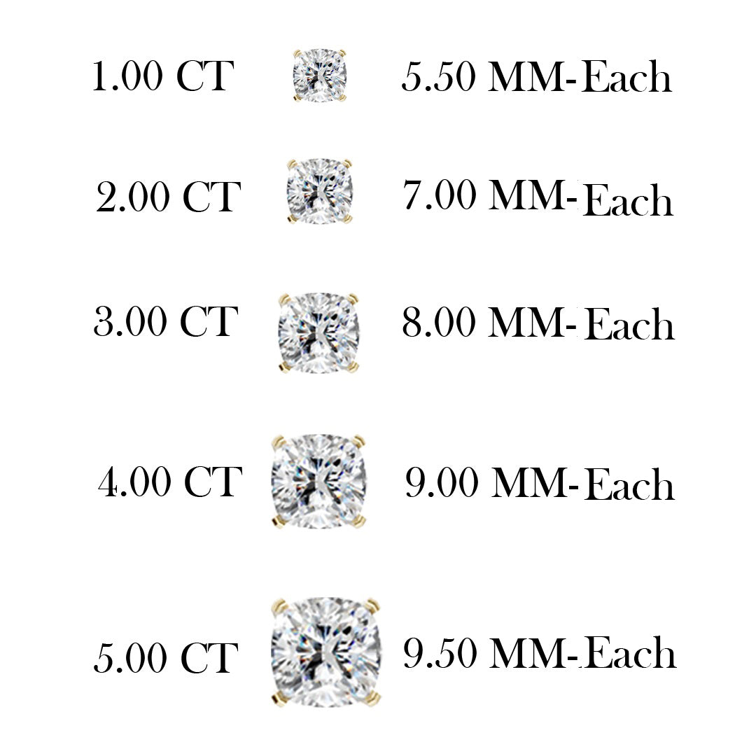 Cushion Cut Lab Diamond Six Prong Crown Stud Earrings