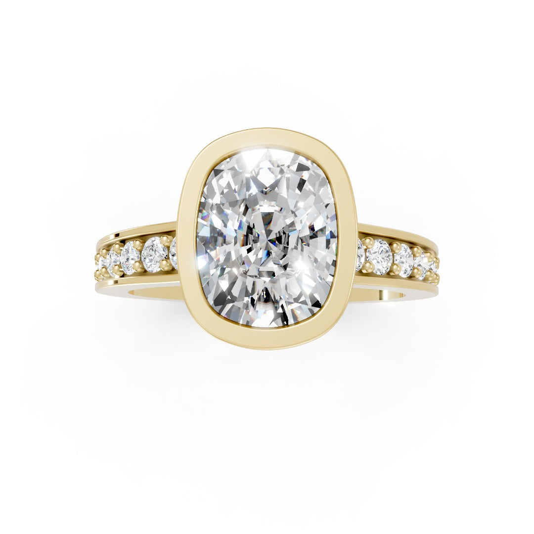 Cushion Cut Lab Grown Diamond Bezel Engagement Ring