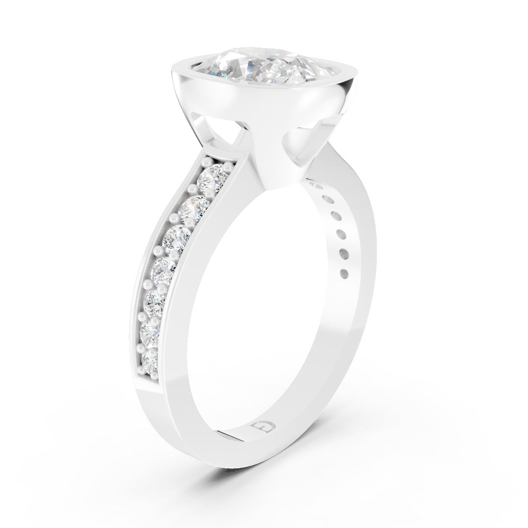 Cushion Cut Lab Grown Diamond Bezel Engagement Ring