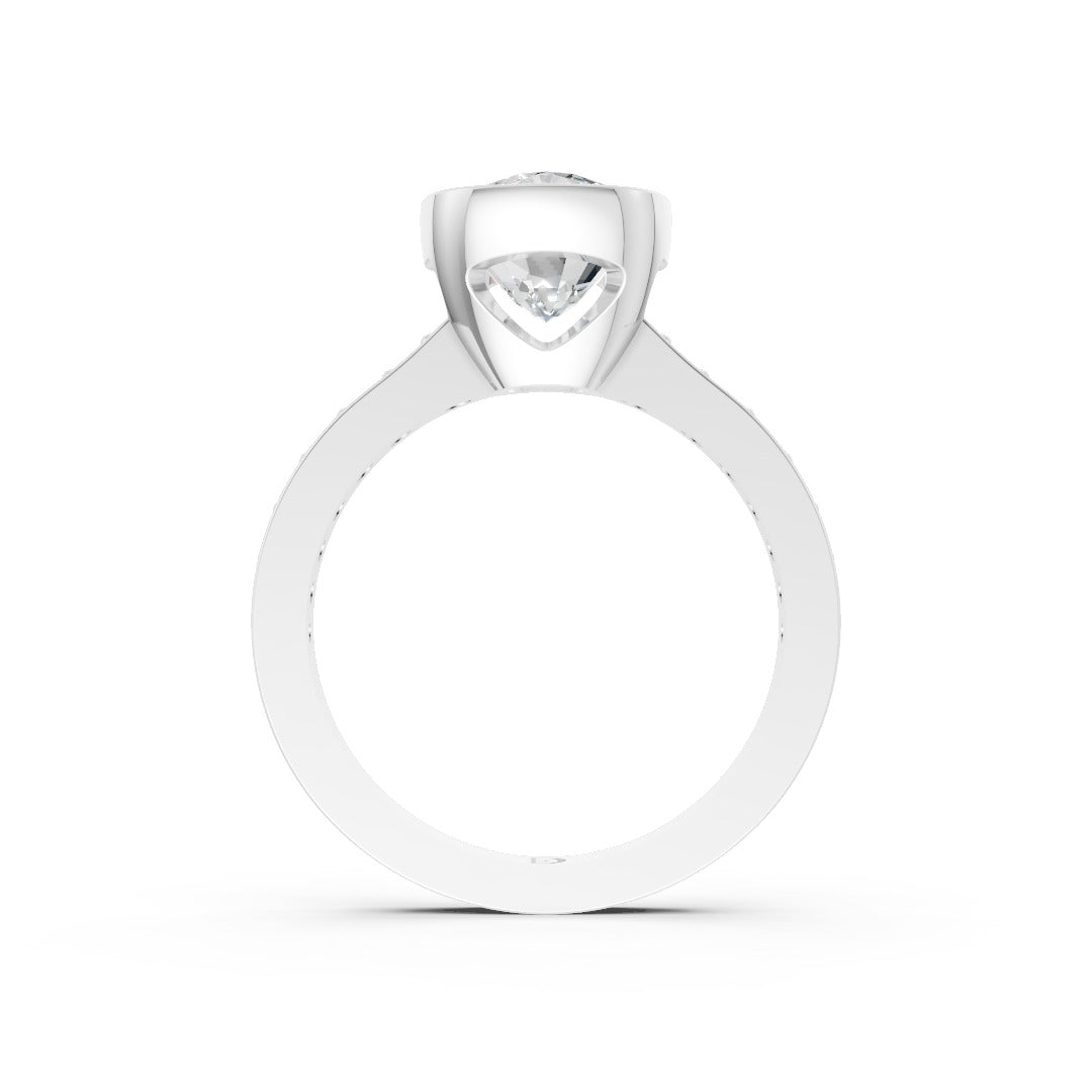 Cushion Cut Lab Grown Diamond Bezel Engagement Ring