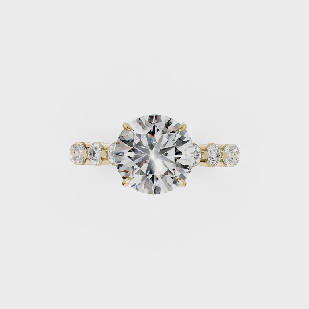 Round Diamond Shared Prong Engagement Ring