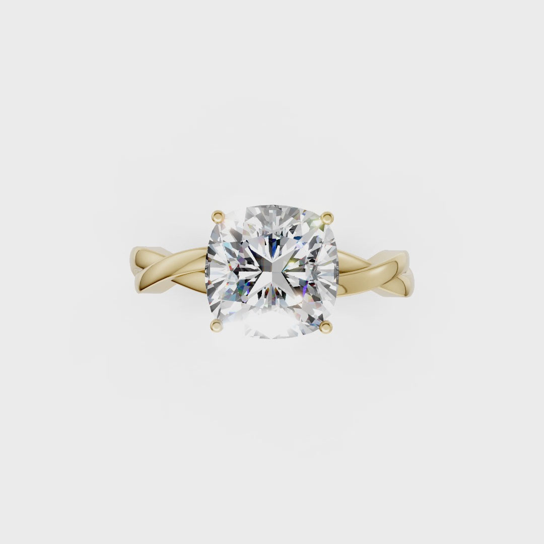 Cushion Cut Diamond Crisscross Ring