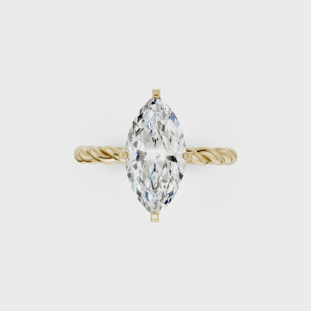 Marquise Diamond Twisted Shank Ring