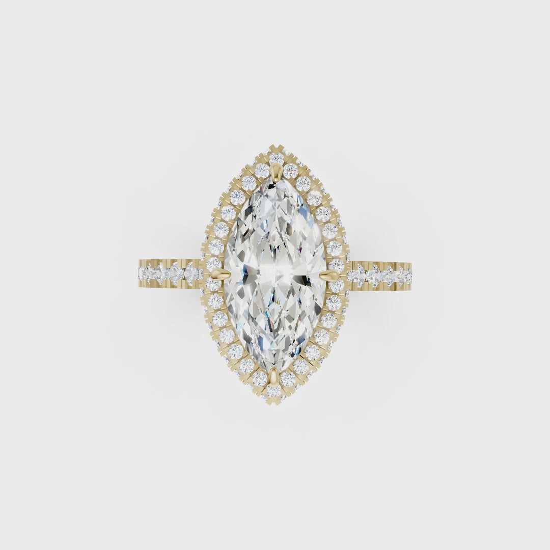 Marquise Diamond Halo Pave Set Ring