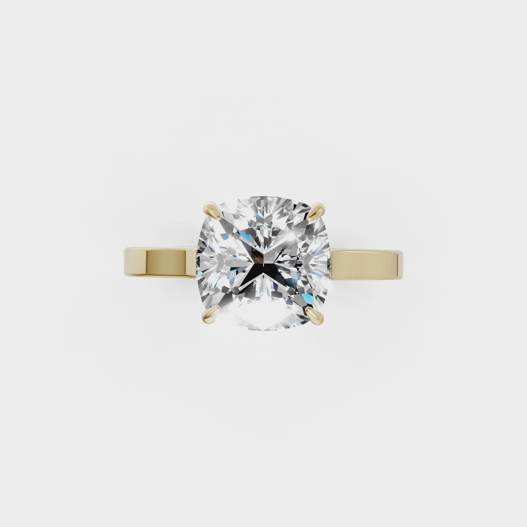 Cushion Solitaire Cathedral Shank Ring