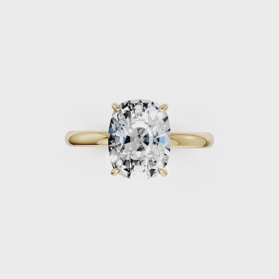 E-cushion solitaire Engagemante Ring