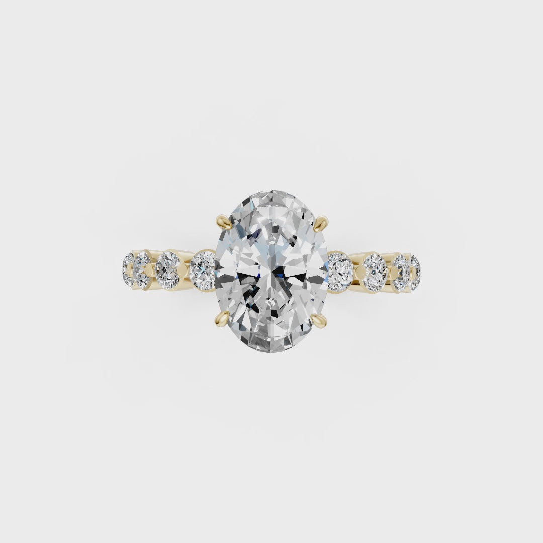 Oval Diamond Shared Prong Engagement Ring