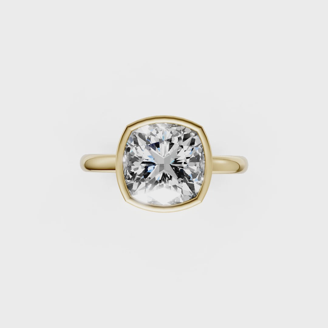 Cushion Solitaire Bezel Ring