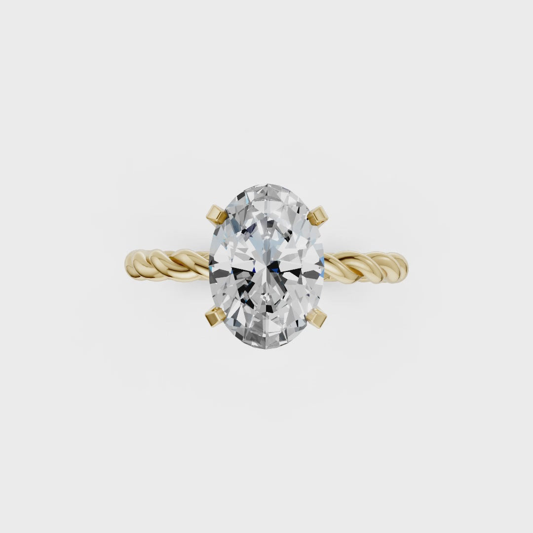 Oval Diamond Twisted Shank Ring