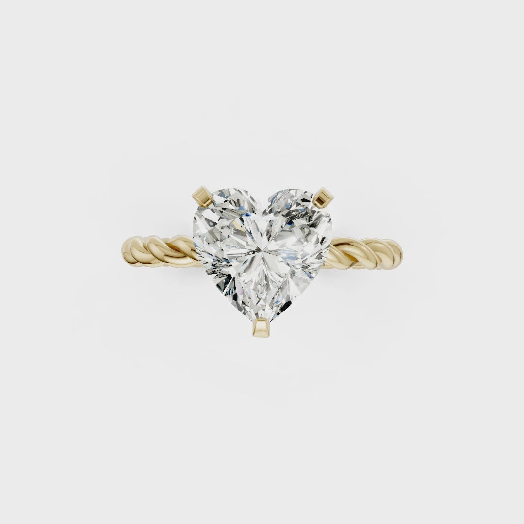 Heart Diamond Twisted Shank Ring
