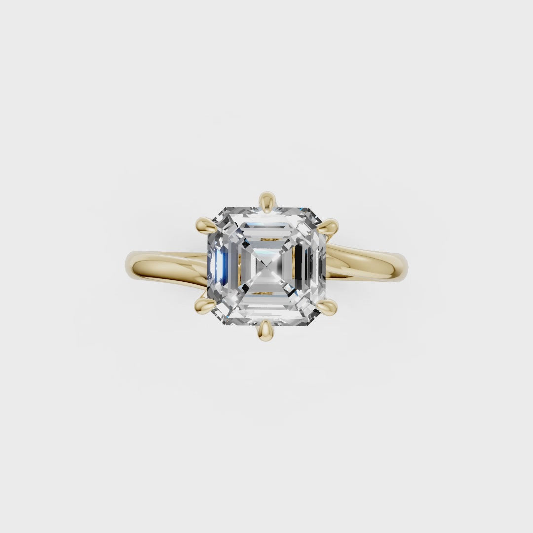 Asscher Diamond Bypass Shank Solitaire Ring