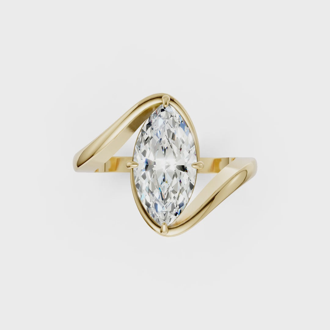 Marquise Diamond Bypass Shank Ring