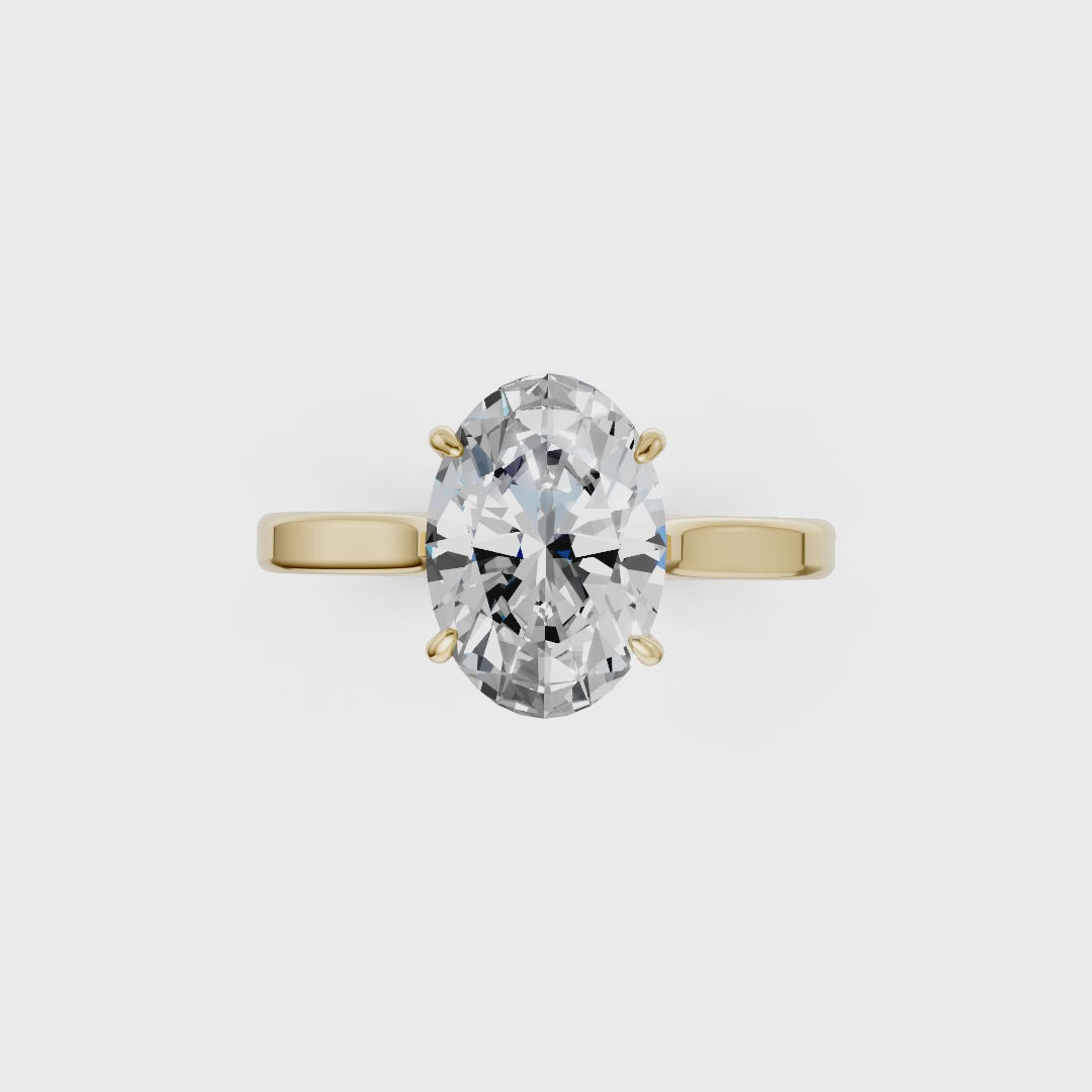 Oval Solitaire Cathedral Shank Ring