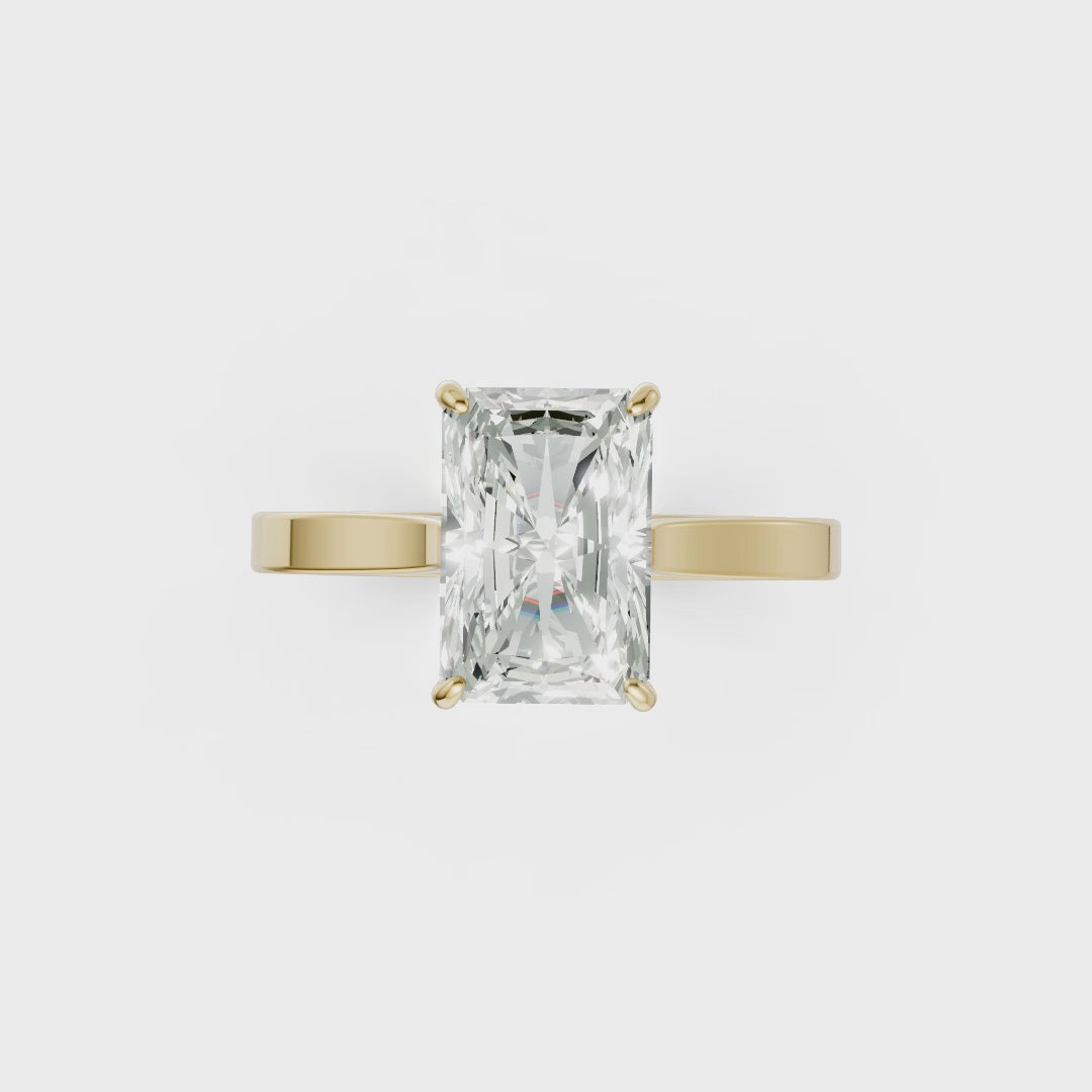 Radiant Solitaire Cathedral Shank Ring
