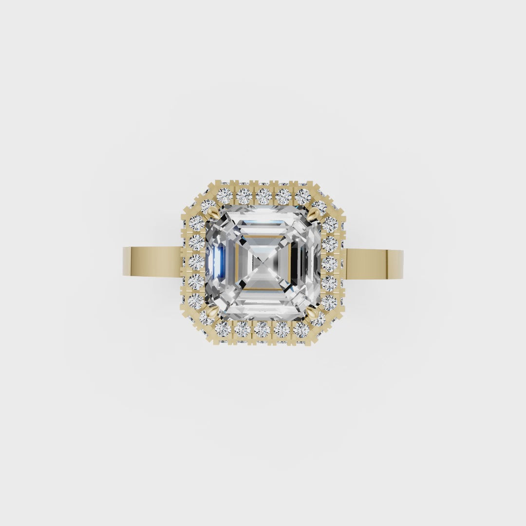 Asscher Diamond Double Halo Ring