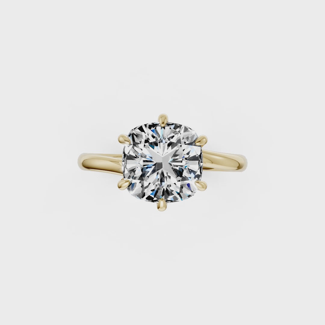 Cushion Diamond Bypass Shank Solitaire Ring