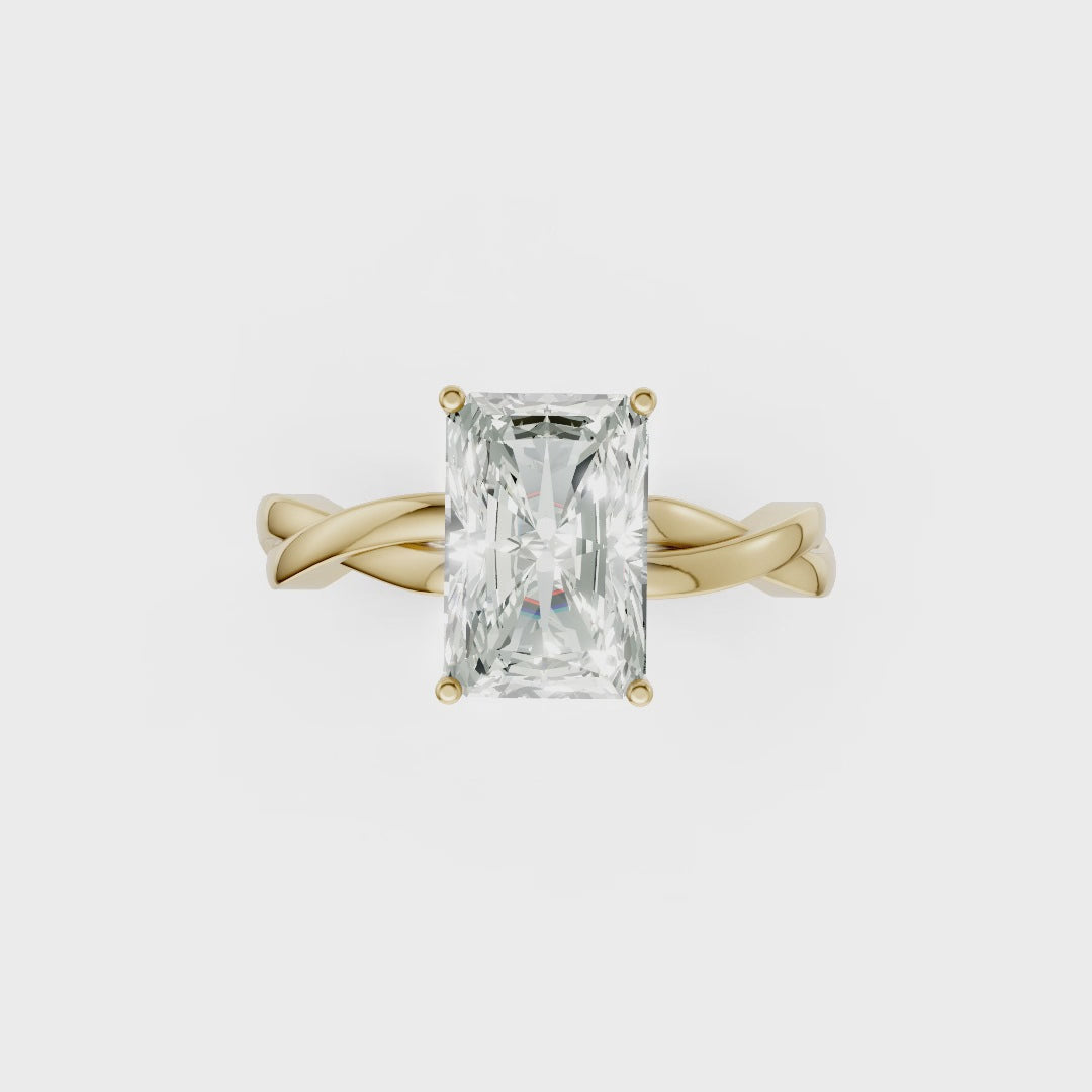 Radiant Cut Diamond Crisscross Ring