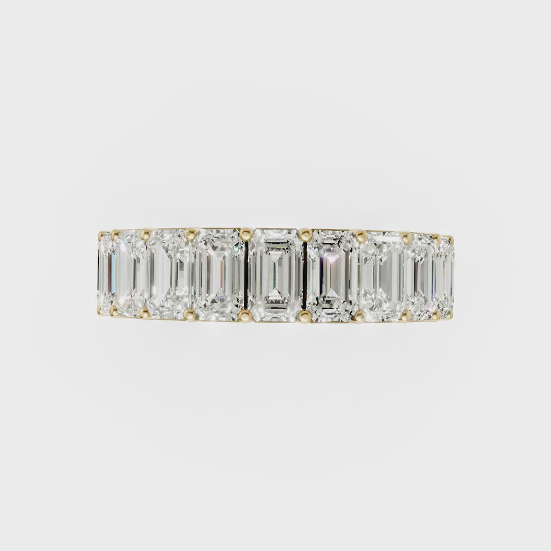 Emerald Diamond Half Eternity Band