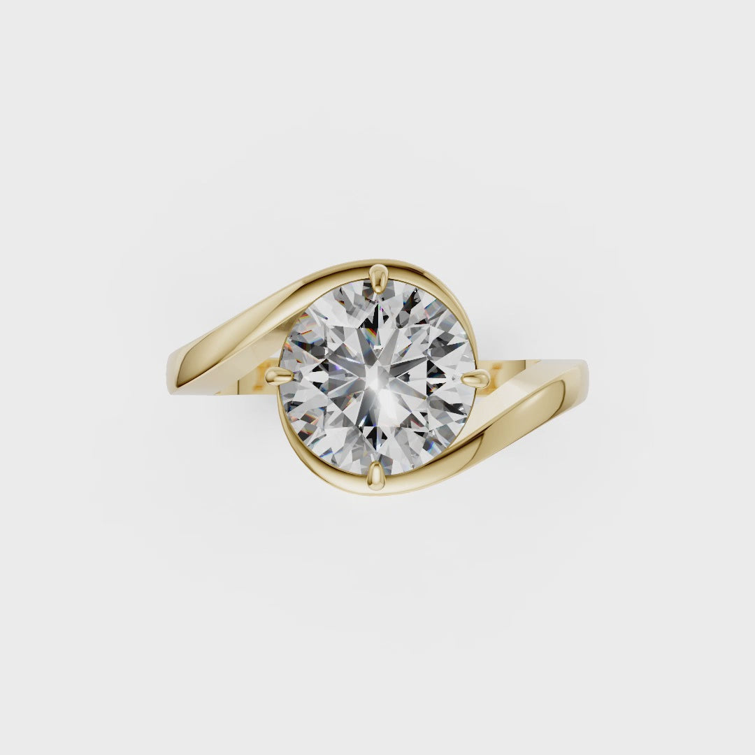 Round Diamond Bypass Shank Ring