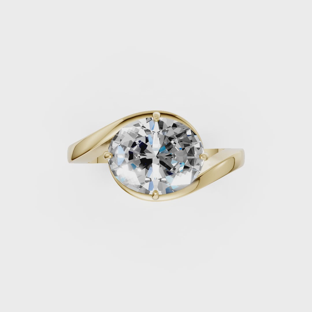 Oval Diamond Bypass Shank Ring