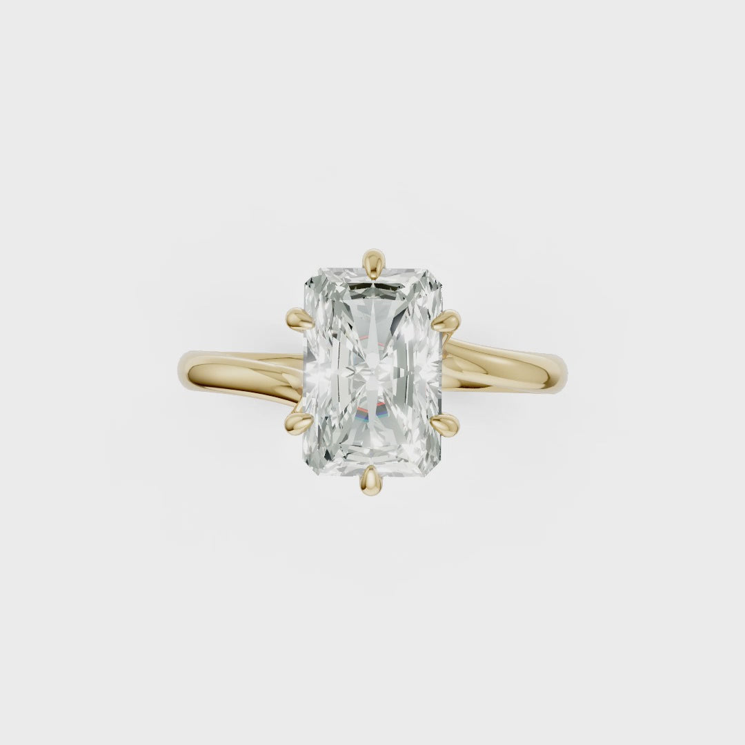 Radiant Diamond Bypass Shank Solitaire Ring
