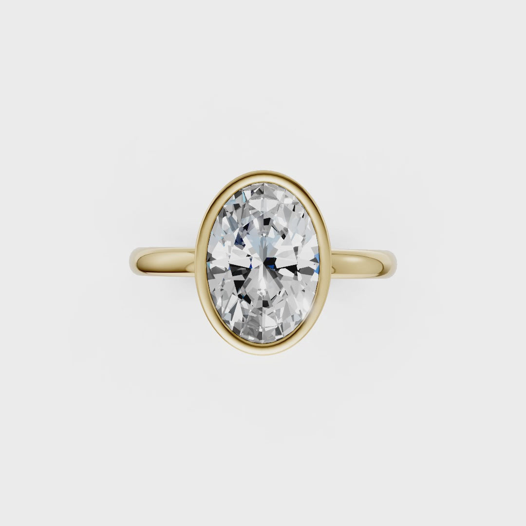 Oval Solitaire Bezel Ring