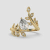 Pear & Round Cut Leaf Branch Ring