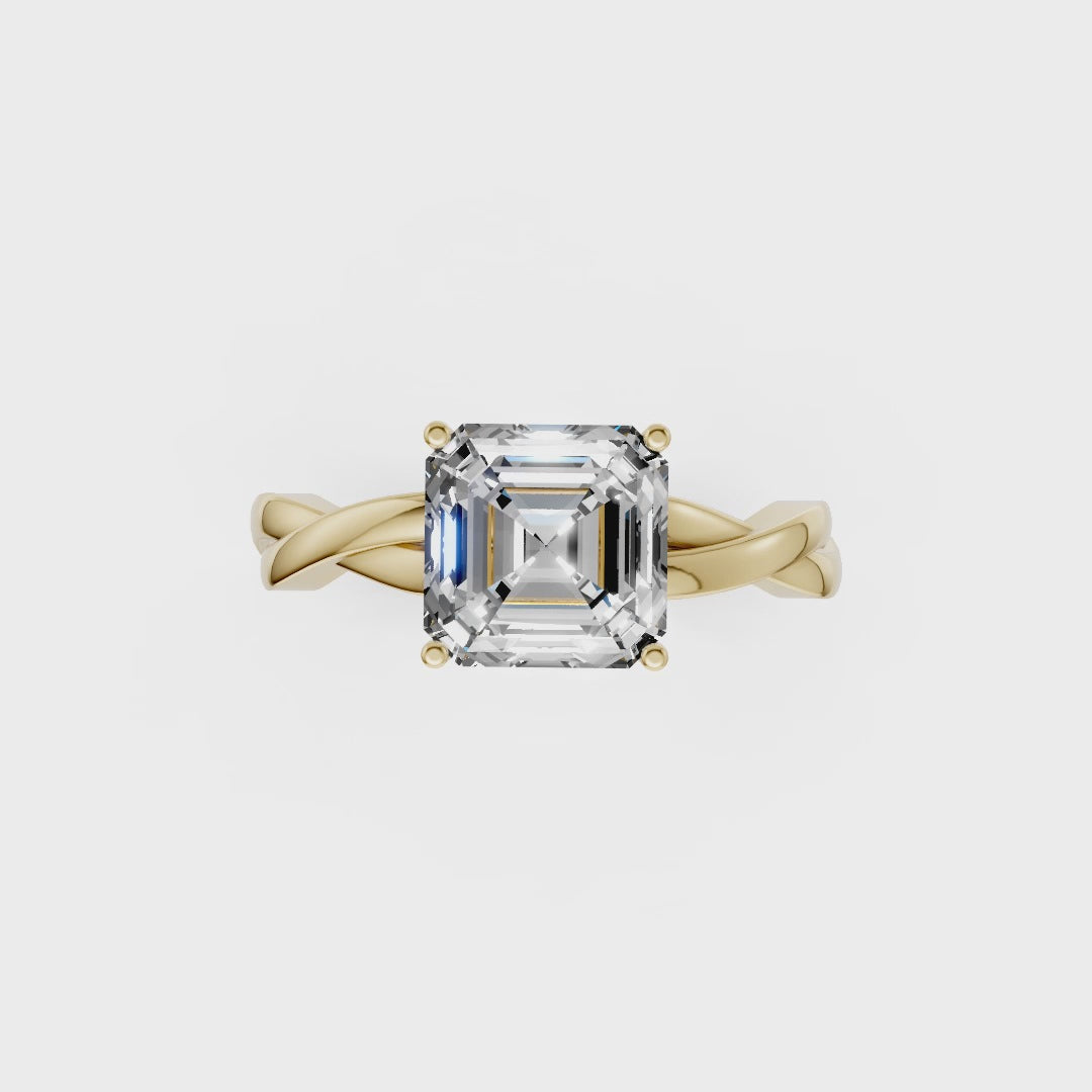 Asscher Cut Diamond Crisscross Ring