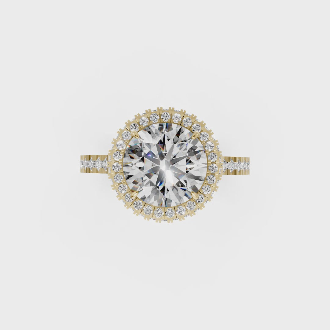 Round Diamond Halo Pave Set Ring